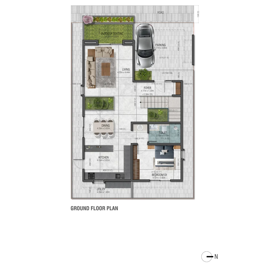 4 BHK+ Villa Type B2 - West Facing floor plan