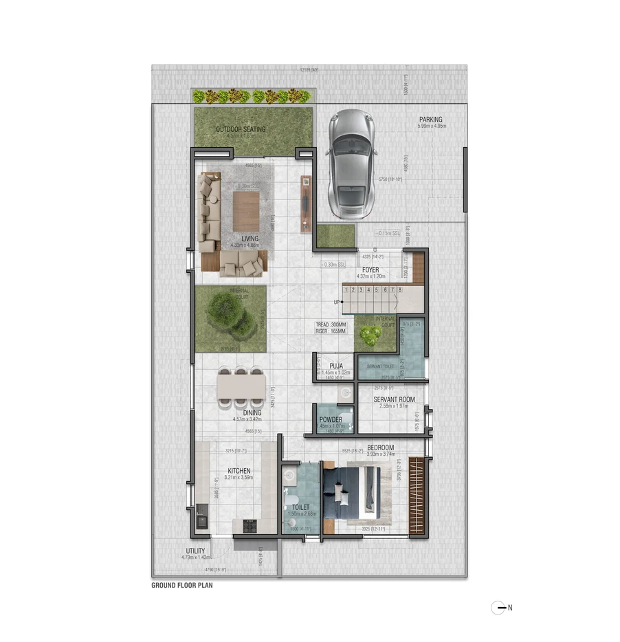 4 BHK+ Villa Type D1 - West Facing floor plan