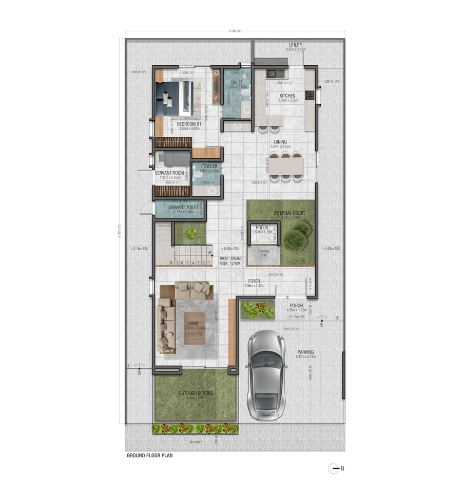 4 BHK+ Villa Type E1 - East Facing floor plan